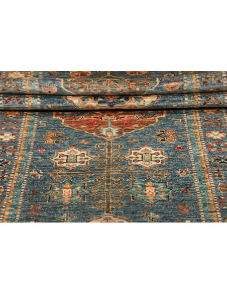 Hand Made Rug Kazak Fine Pakistan 79x301 Petrol