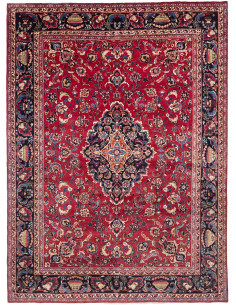Hand Made Rug Mashad Persia 246x335 Red Dark Bl