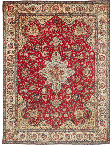 Hand Made Rug Tabriz Persia 290x385 Red Ivory
