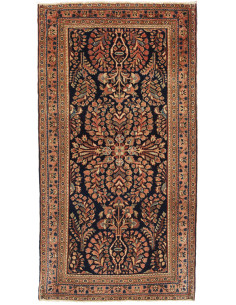 Hand Made Rug Antik Persia 76x127 Dark Blue Ter