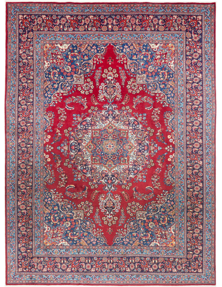 Rug Sabzevar Persia sky blue white 245x340