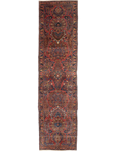 Hand Made Rug Antik Persia 80x300 Rust Red Dark