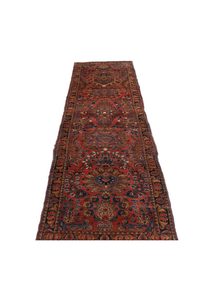 Hand Made Rug Antik Persia 80x300 Rust Red Dark