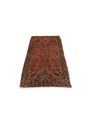 Hand Made Rug Antik Persia 80x190 Rust Dark Blu
