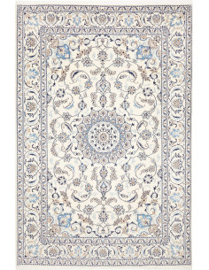 Tappeto Nain Kashmar Persia bianco grigio 196x300
