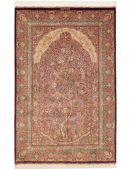 Tappeto Ghom seta Persia marrone 101x156