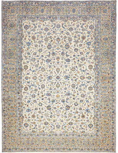 Hand Made Rug Kashan Persia 307x400 Ivory Blue