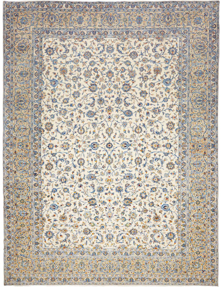 Hand Made Rug Kashan Persia 307x400 Ivory Blue