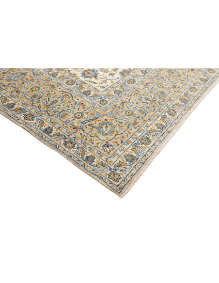 Hand Made Rug Kashan Persia 307x400 Ivory Blue