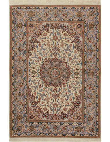 Rug Isfahan Persia white grey 135x196