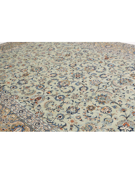 Hand Made Rug Kashan Persia 275x410 Light Blue
