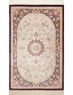 Tappeto Ghom seta Persia giallo marrone 79x122