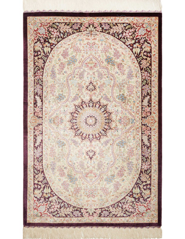 Tappeto Ghom seta Persia giallo marrone 79x122