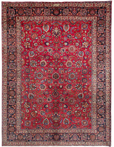 Hand Made Rug Mashad Persia 313x410 Red Dark Bl