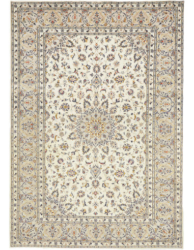 Hand Made Rug Kashan Persia 202x290 Ivory Blue