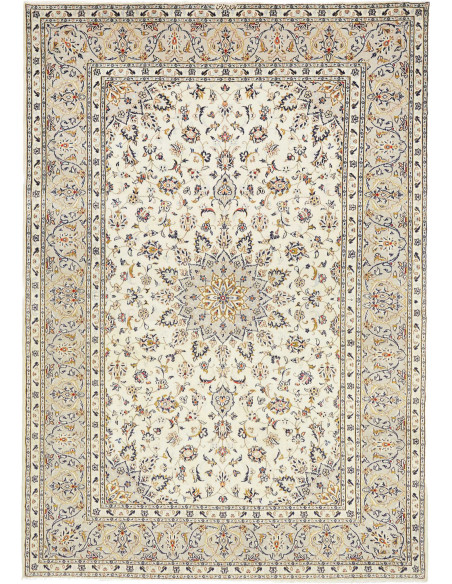 Hand Made Rug Kashan Persia 202x290 Ivory Blue