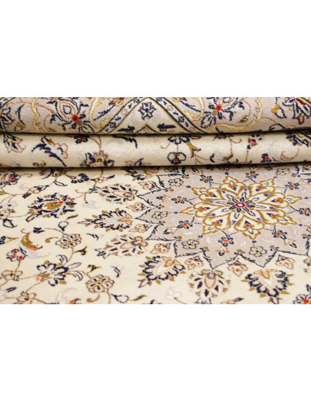 Hand Made Rug Kashan Persia 202x290 Ivory Blue