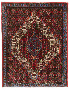 Hand Made Rug 78x100 Brick Red Sky Blue