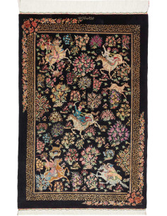 Hand Made Rug Ghom Silk Persia 80x120 Black Mul