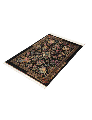 Hand Made Rug Ghom Silk Persia 80x120 Black Mul