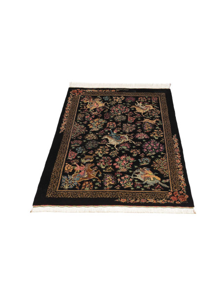 Hand Made Rug Ghom Silk Persia 80x120 Black Mul