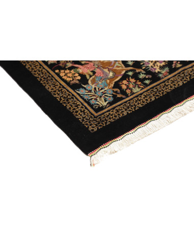 Hand Made Rug Ghom Silk Persia 80x120 Black Mul