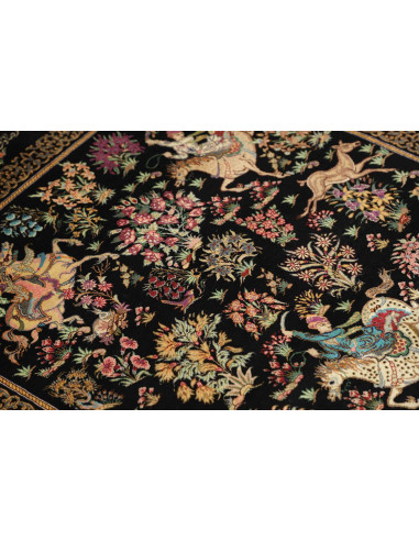 Hand Made Rug Ghom Silk Persia 80x120 Black Mul