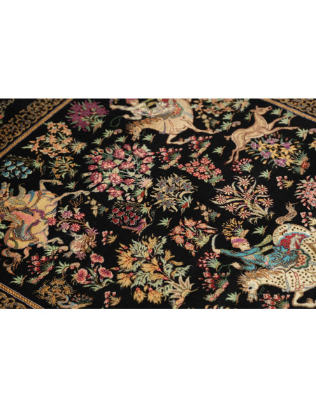 Hand Made Rug Ghom Silk Persia 80x120 Black Mul