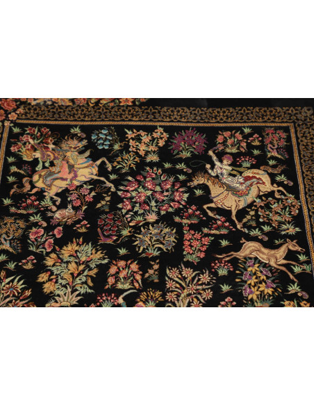 Hand Made Rug Ghom Silk Persia 80x120 Black Mul