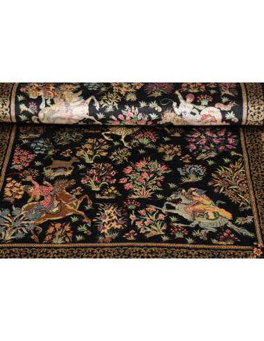 Hand Made Rug Ghom Silk Persia 80x120 Black Mul