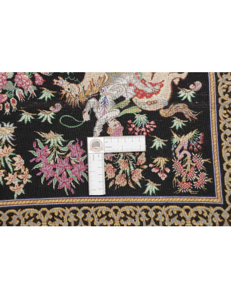 Hand Made Rug Ghom Silk Persia 80x120 Black Mul