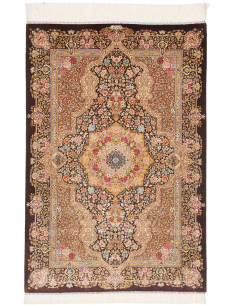 Tappeto Originale Ghom Seta Persia 81x118 Marro